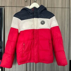 Abercrombie kids sherpa lined tri color puffer